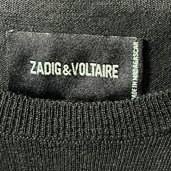 ZADIG & VOLTAIRE Miss M Skull Studs Merino Extra Fine Embellished Sweater Sz Med - Picture 5 of 7